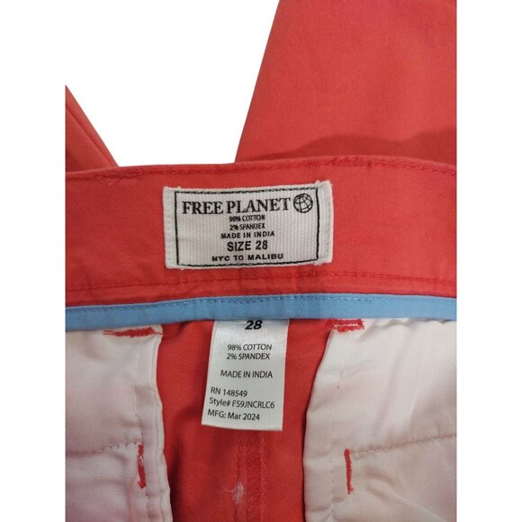 Mens Free Planet Coral Chino Shorts Size 28 Cotton/Spandex Blend, NWT. - Picture 3 of 6